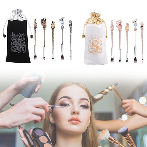 Miniatura 4 de Juego de 5 brochas de maquillaje vintage con forma de animal para cosméticos brochas profesionales para sombra de ojos cejas labios mango de metal