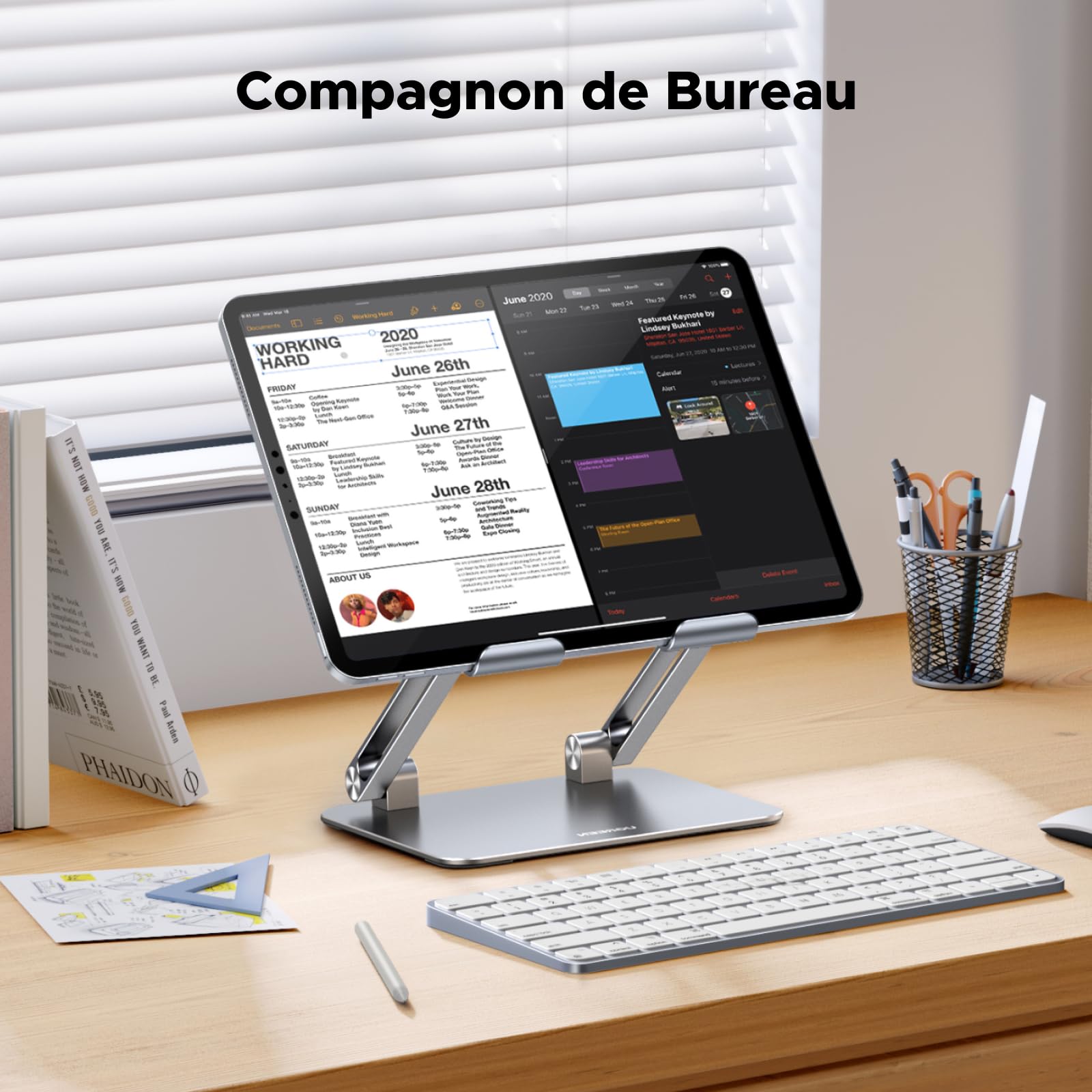 UGREEN Tablet Houder Verstelbare Hoek Tablet Stand Compatibel met iPad Pro Air Mini 11, Galaxy Tab S9 A7, Redmi Pad, Huawei MatePad, iPhone 15 Pro Max enz. (Wit