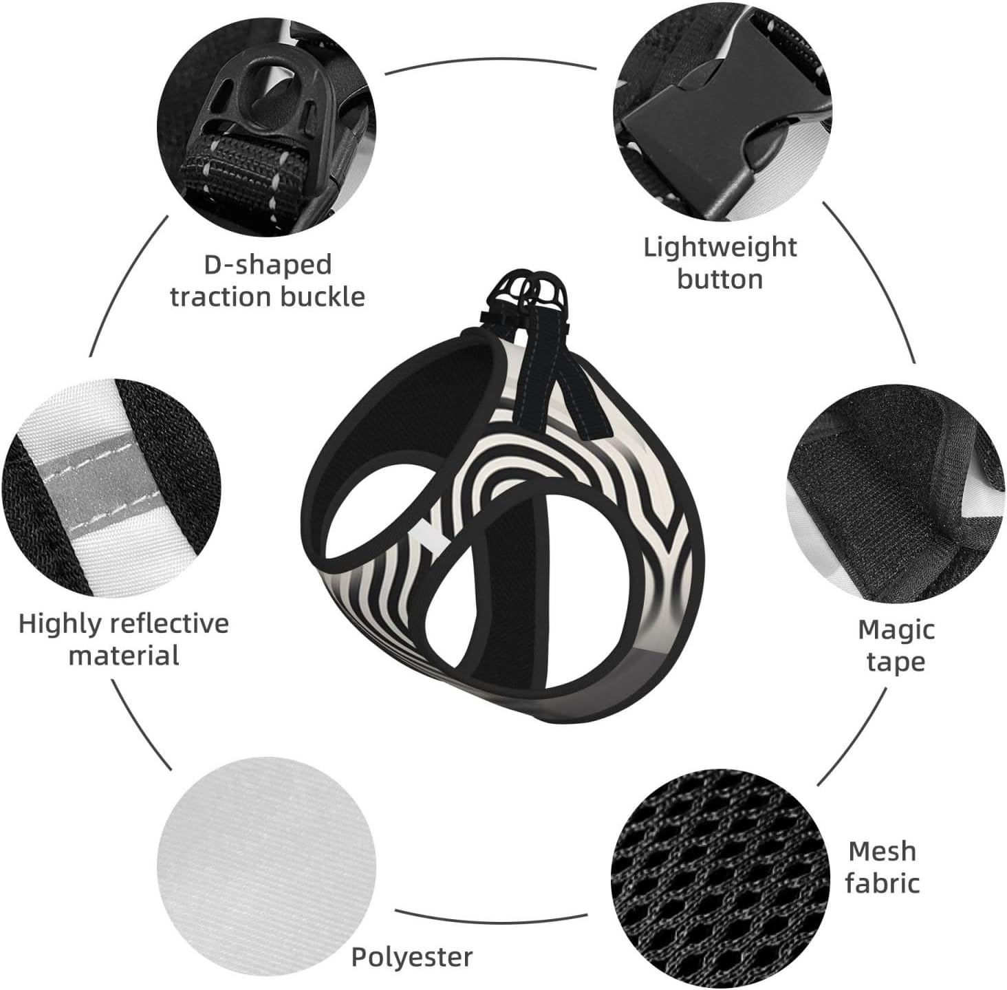 Ripple Tree Pet Vest Small Size Dog Harness and Leash Set, Reflective & Breathable for Puppy Training Without Accessories Large