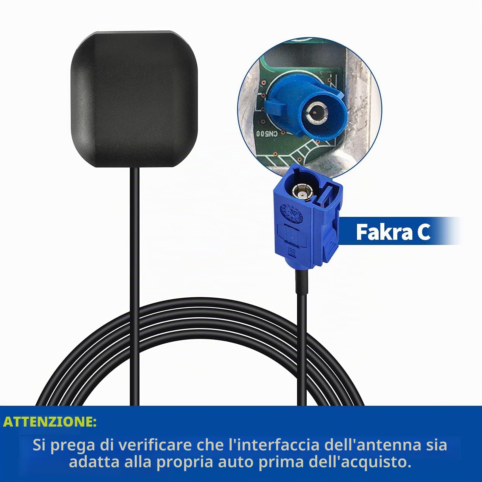 Bingfu Antenna GPS Auto Fakra C Base Magnetica Attiva per Radio Modulo Navigazione
