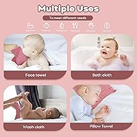 Vista 6 de Yoofoss Toallitas de Muselina para Bebé 100% Algodón Orgánico Toallas Faciales Paquete de 6 Paños de Lavado para Bebé 12x12 pulgadas Suaves y bean