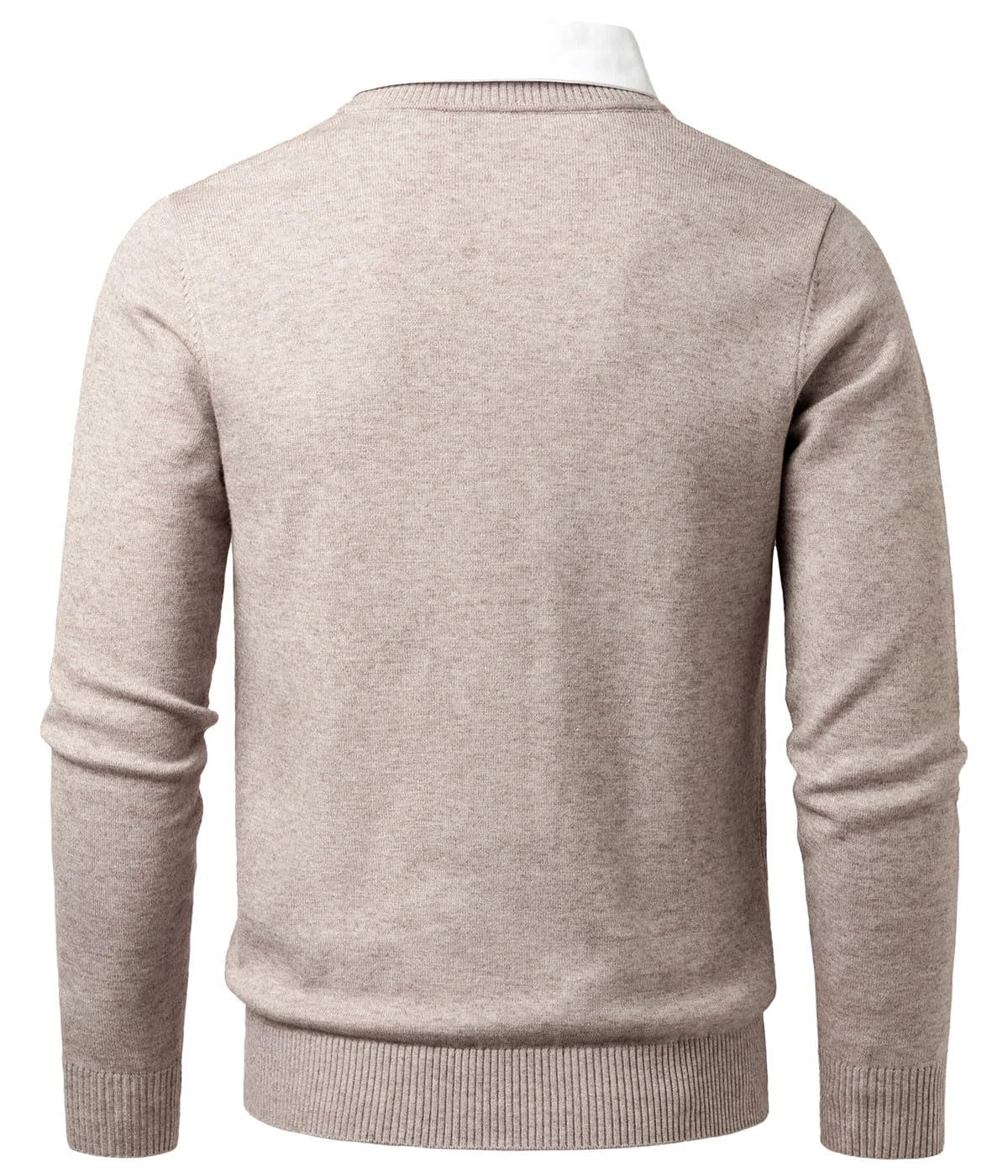 Pull en Maille Fine Homme V Neck Chandail Classique avec Col de Chemise Automne Hiver Tricot Basique Pullover Uni Sweaters