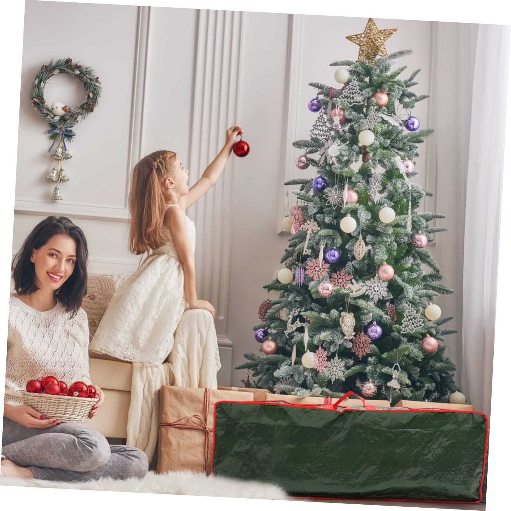 Geschenkpapier Aufbewahrungsbeutel mit Vielen Fächern, unter Bett, Grün