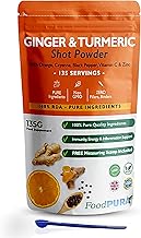 135g Ginger & Turmeric Shot Drink Powder 135 Servings with Orange Cayenne Black Pepper Vitamin C & Zinc 100% RDA Natural Supplement No Added Sugar Immunity Energy & Inflammation Support