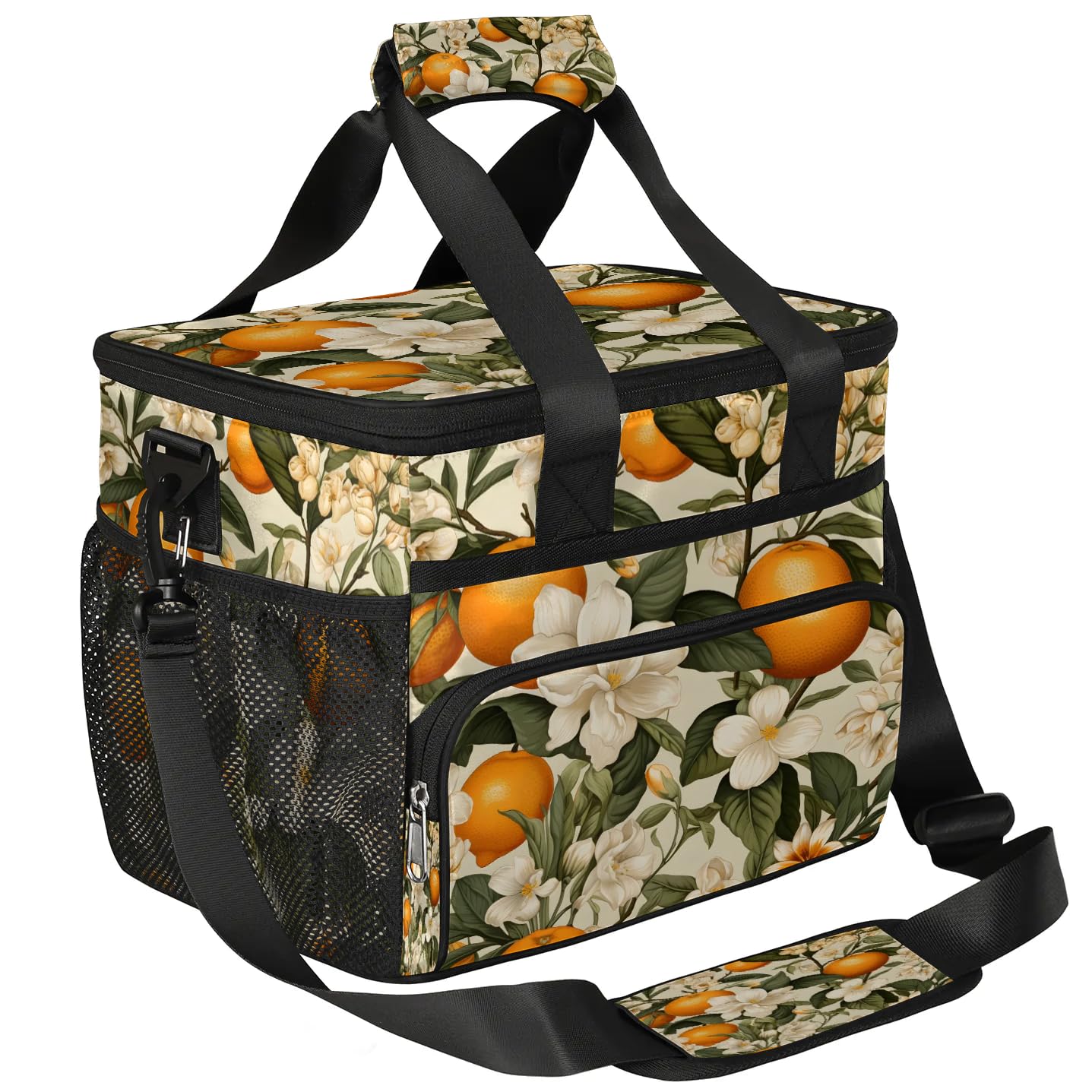 Lunch Box for Men Heavy Duty Insulated Lunch Bag for Women Orange Flower Lunchbox for Adults Lunch Cooler