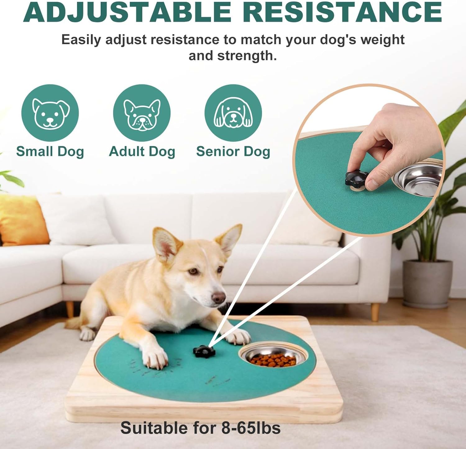 Dog Nail Scratch Board with 6 Stainless Steel Bowls for Treats, Dog Nail File Toy, Non-Slip Stress-Free Nail Care for Dogs, Wood Dog Nails Scratching Pad for Small and Large Dogs