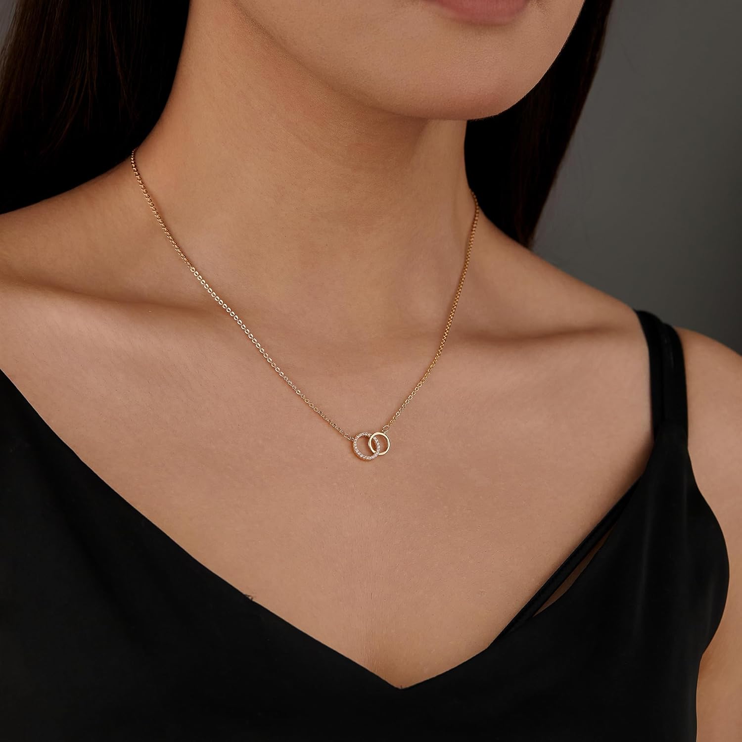 18K Gold Plated Necklace for Women,Adjustable Minimalist Pendant with Cubic Zirconia,Valentines Gift for Her,Wife,Girlfriend - Image 3