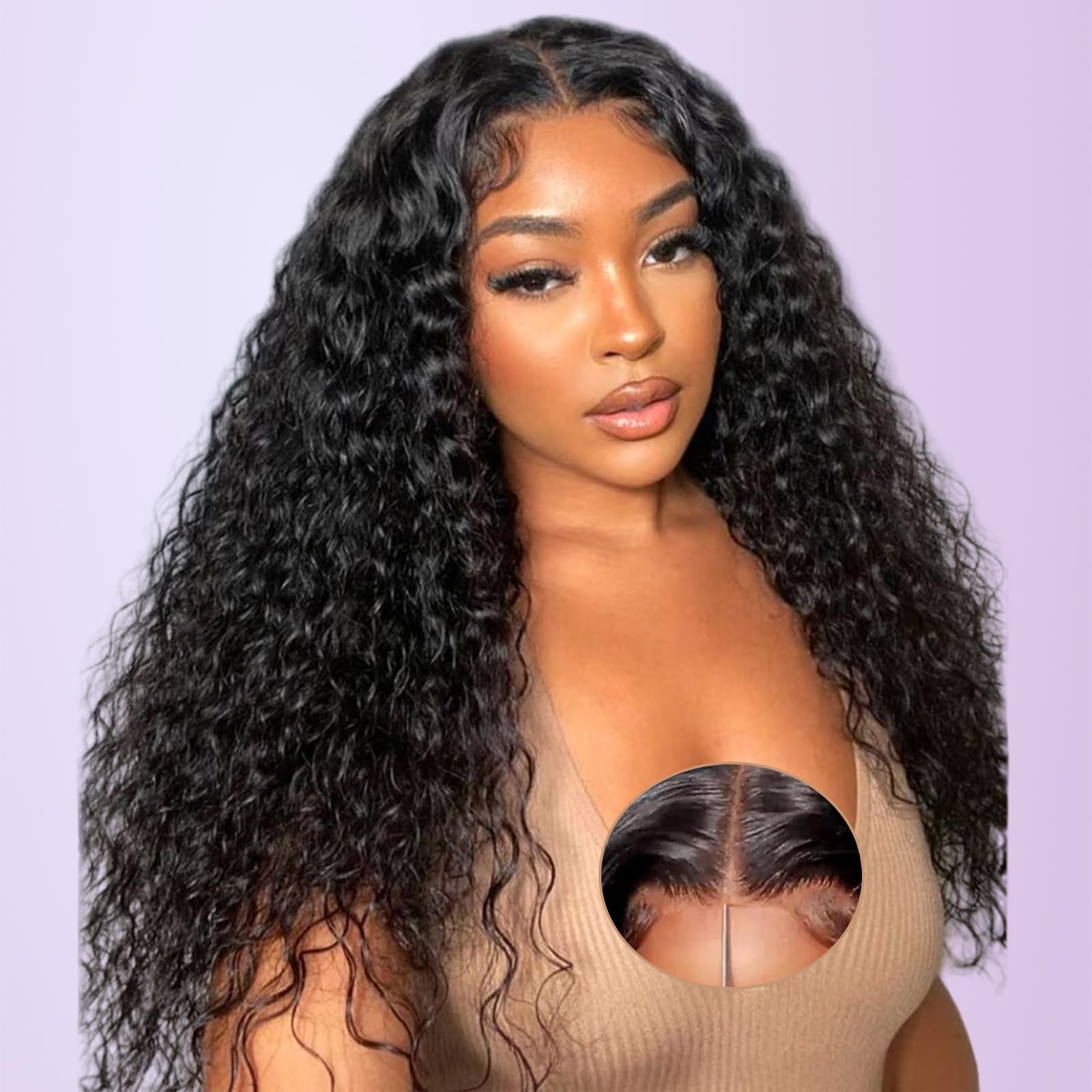 Smilenice Water Wave Human Hair Wig for Black Women 9x6 HD Lace Front Wigs 180 Density