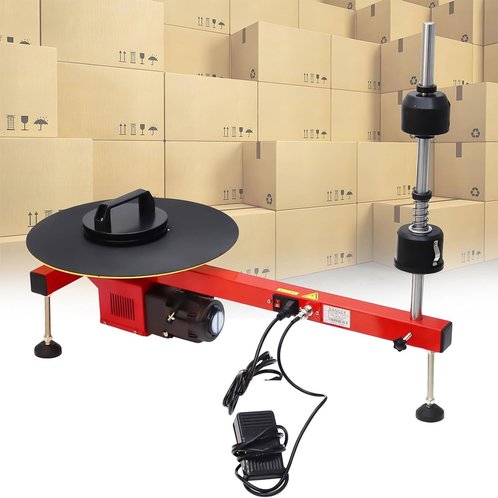 Maszyna do owijania folią stretch elektryczną, maszyna do owijania kartonów na stole, elektryczne dispensery do owijania palet, prędkość 30 RPM, średnica talerza 40 cm