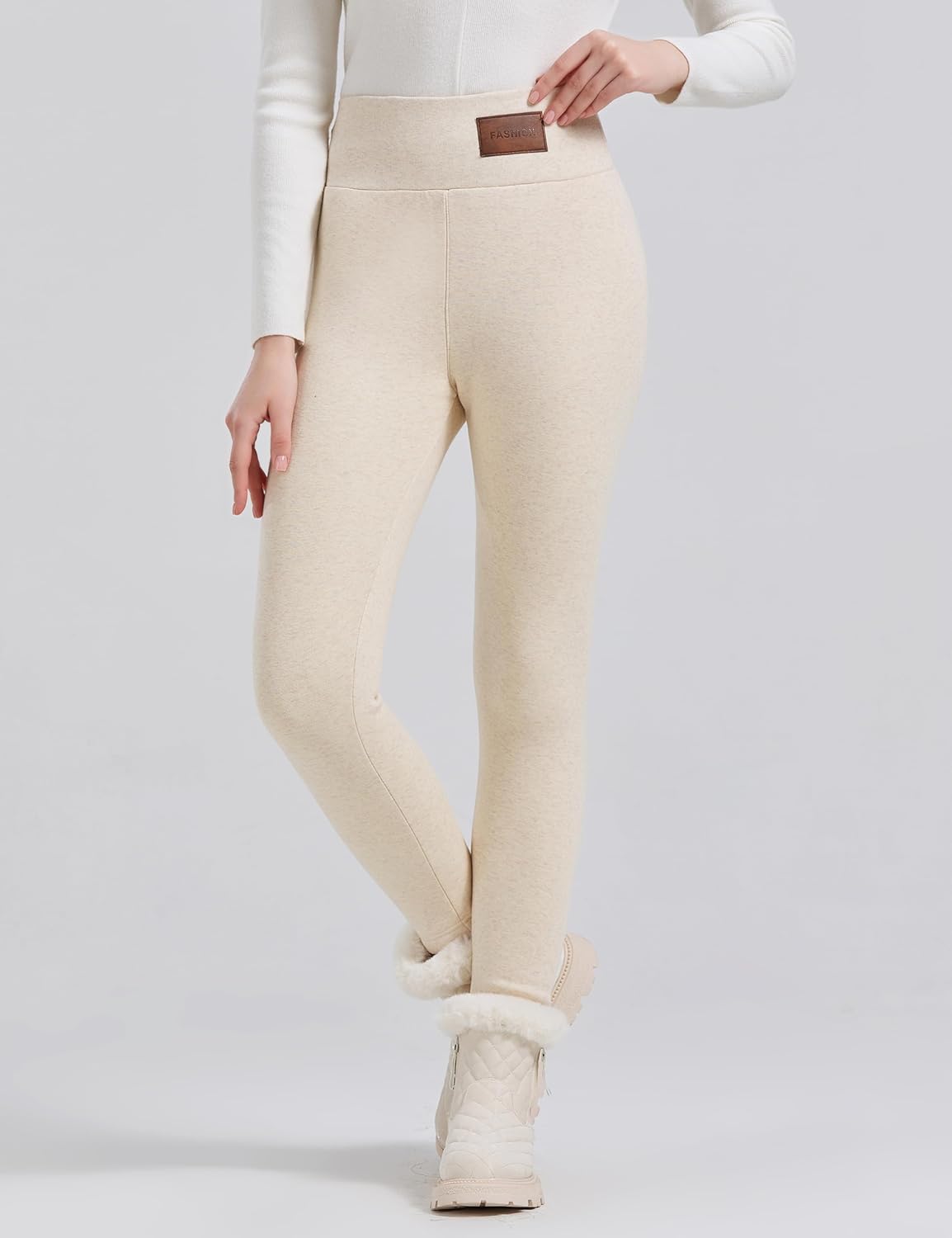 Women Sherpa Lined Leggings Soft Clouds Fleece Tights Winter Warm Thermal Thick Cashmere Pants High Waist - Image 4