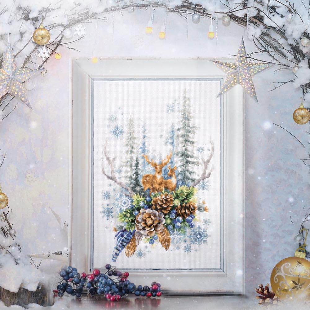 Wizardi Counted Cross-Stitch Kit Winter Forest Spirit 200-017 Magic Needle