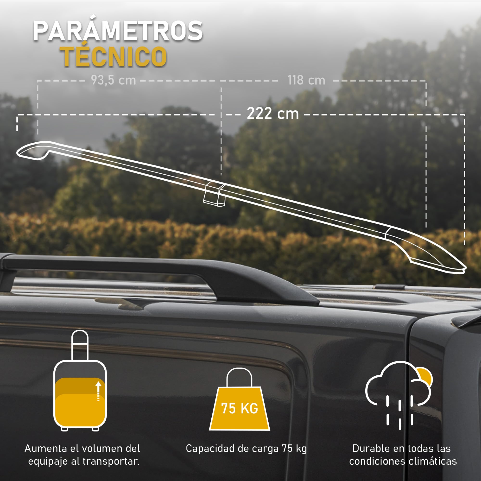 CHROMEMASTER | Compatible con Ford Tourneo Custom Short 2013-2023; Barras Portaequipajes, Rieles de Techo; Se Utilizan para el Montaje de Portaequipajes de Techo, Cajas de Techo o Portabicicletas