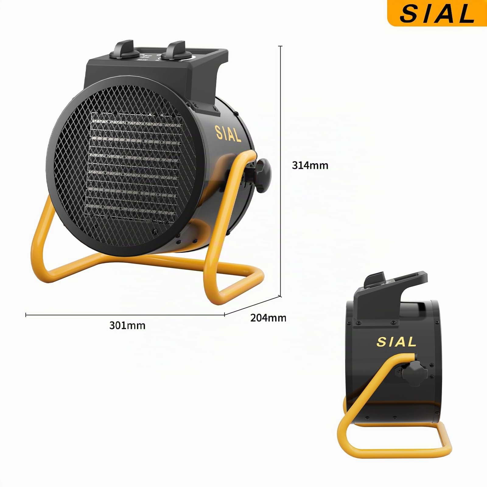 SIAL Chauffage Soufflant 3000 W - Radiateur électrique - Céramique - Chauffage Industriel - Chaleur Rapide 3 Secondes - Thermostat & Protection Surchauffe (Noir)