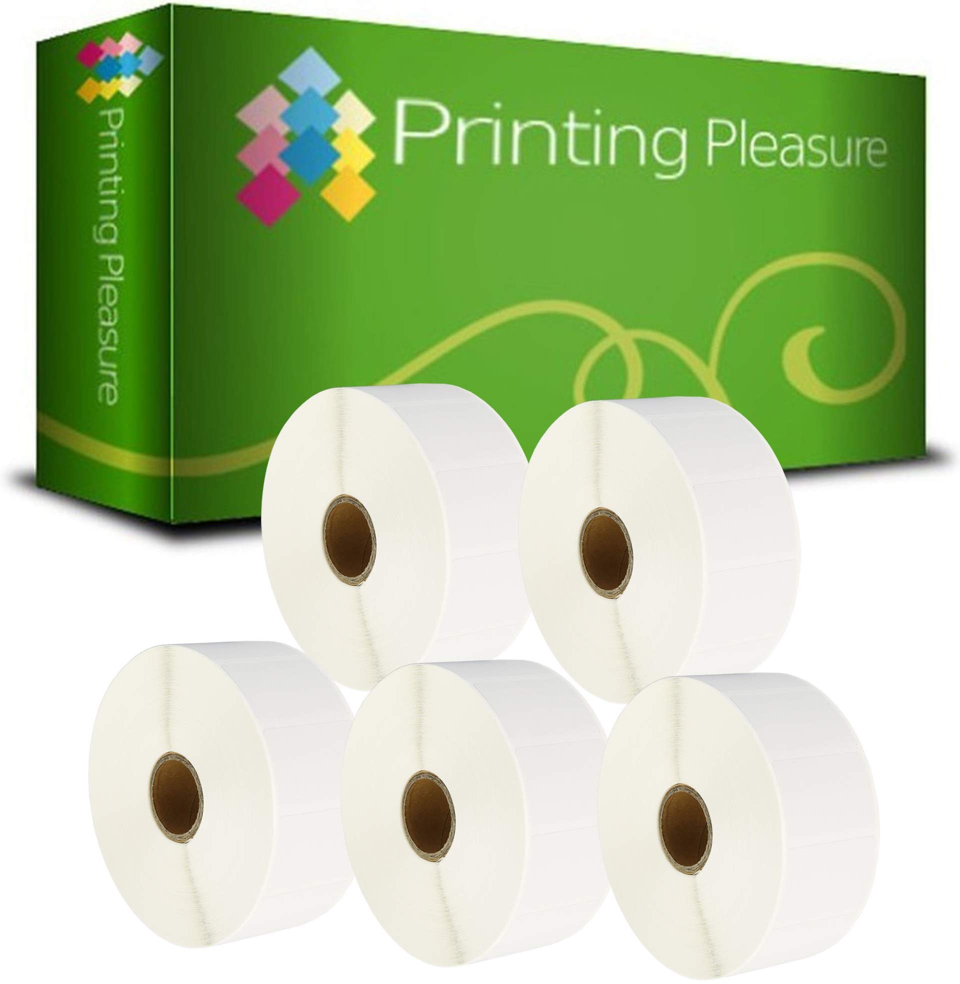 Printing Pleasure 5X Compatible Zebra 38mm x 25mm White Direct Thermal Labels (2000 Labels per Roll) for Zebra, Toshiba, Citizen, Eltron, Orion, UPS Label Printers