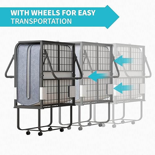 Miniatura 9 de CECER Cama plegable de tamaño matrimonial con colchón de espuma de 4 pulgadas, cama plegable de 75 x 46 pulgadas, cama de invitados que ahorra