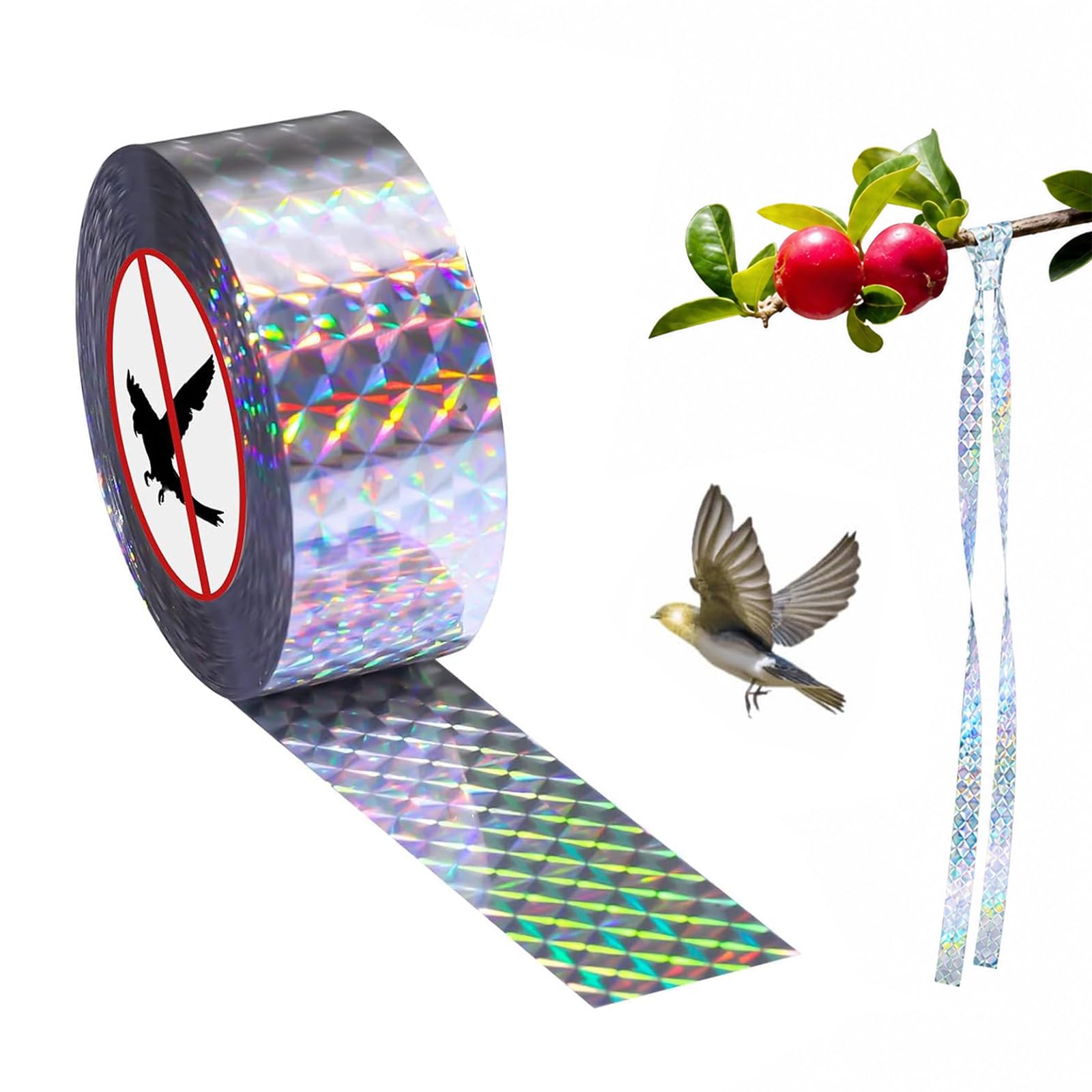 100m Reflective Bird Deterrent Tape, Pigeon Scarer Ribbon for Garden and Orchard Protection, Pigeon Repellent for Balcony and Courtyard, 2.4cm Wide-image-41