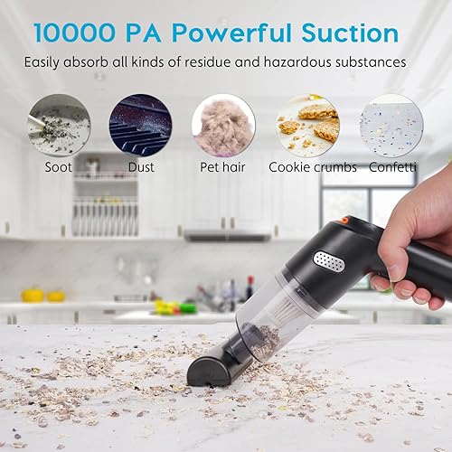 Miniatura 3 de Haisito Mini aspiradora para automóvil, aspiradora de teclado inalámbrica de mano, aspiradora de automóvil con motor sin escobillas 9000 PA de alta