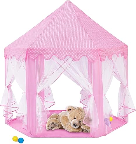 Amazon キッズテント 子供テント お姫様お城 折り畳み式 キッズプレイハウス プリンセステント 秘密基地 遊び小屋 室内遊具 出産祝い 子供の日 お誕生日 プレゼントに最適 室内用 裏庭用 公園用 ピンク キッズテント おもちゃ