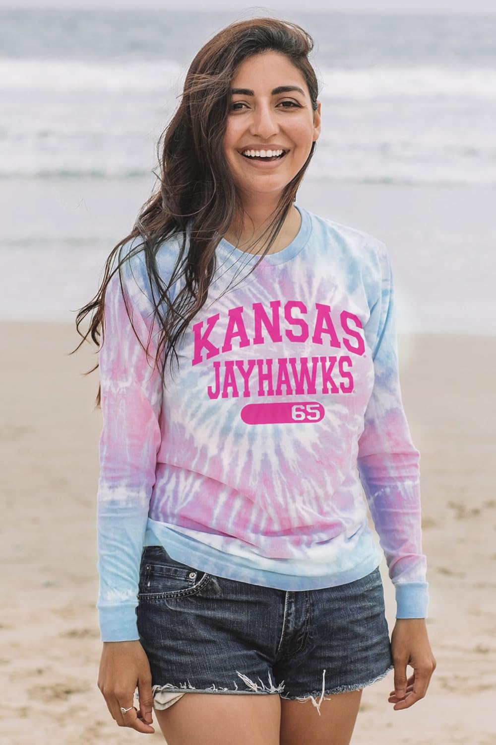 Blue 84 NCAA Womens NCAA Officially Licensed Long Sleeve T-Shirt Tie Dye