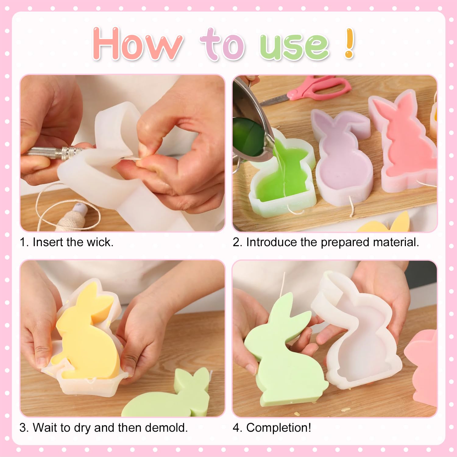 Guy Demarle Moules Silicone Pâques RYAN - Lot De 4 (lapins/œufs) Moule Bonbon