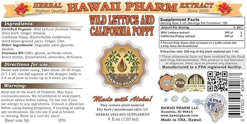 Miniatura 2 de Lechuga silvestre y tintura de amapola de California, lechuga silvestre orgánica (Lactuca Virosa) y extracto líquido de amapola de California
