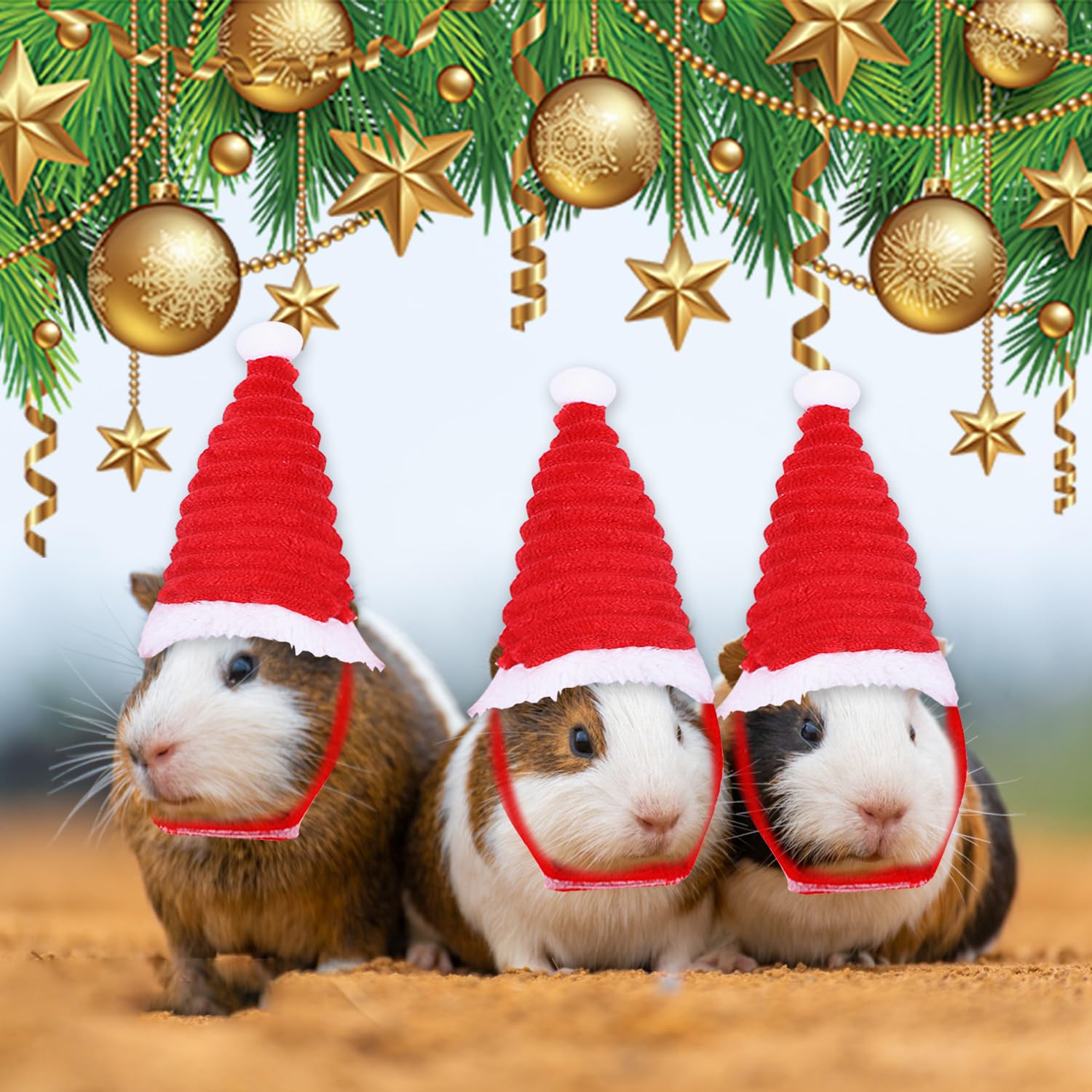 BORFUE 5pcs Hamster Christmas Hat Warm Winter Santa Hat Xmas Small Animal Headwear for Rabbit Hamster Bunny Rats Kitten - Image 4