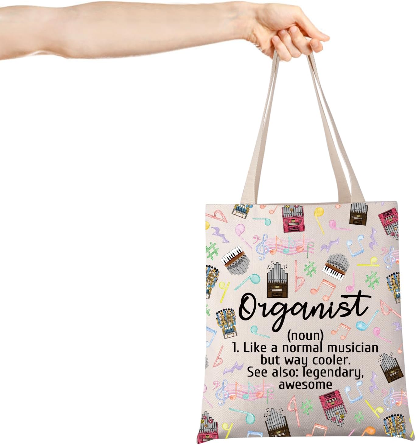 JXGZSO Organist Definition Tote Bag Pipe Organ Lover Gift Musical Instrument Shoulder Bag Gifts For Organists image 4