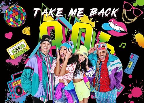 Miniatura 3 de Generic Decoración de fiesta temática de los años 80, decoración de pared de graffiti retro de los años 80, fondo de los años 80 para decoración de