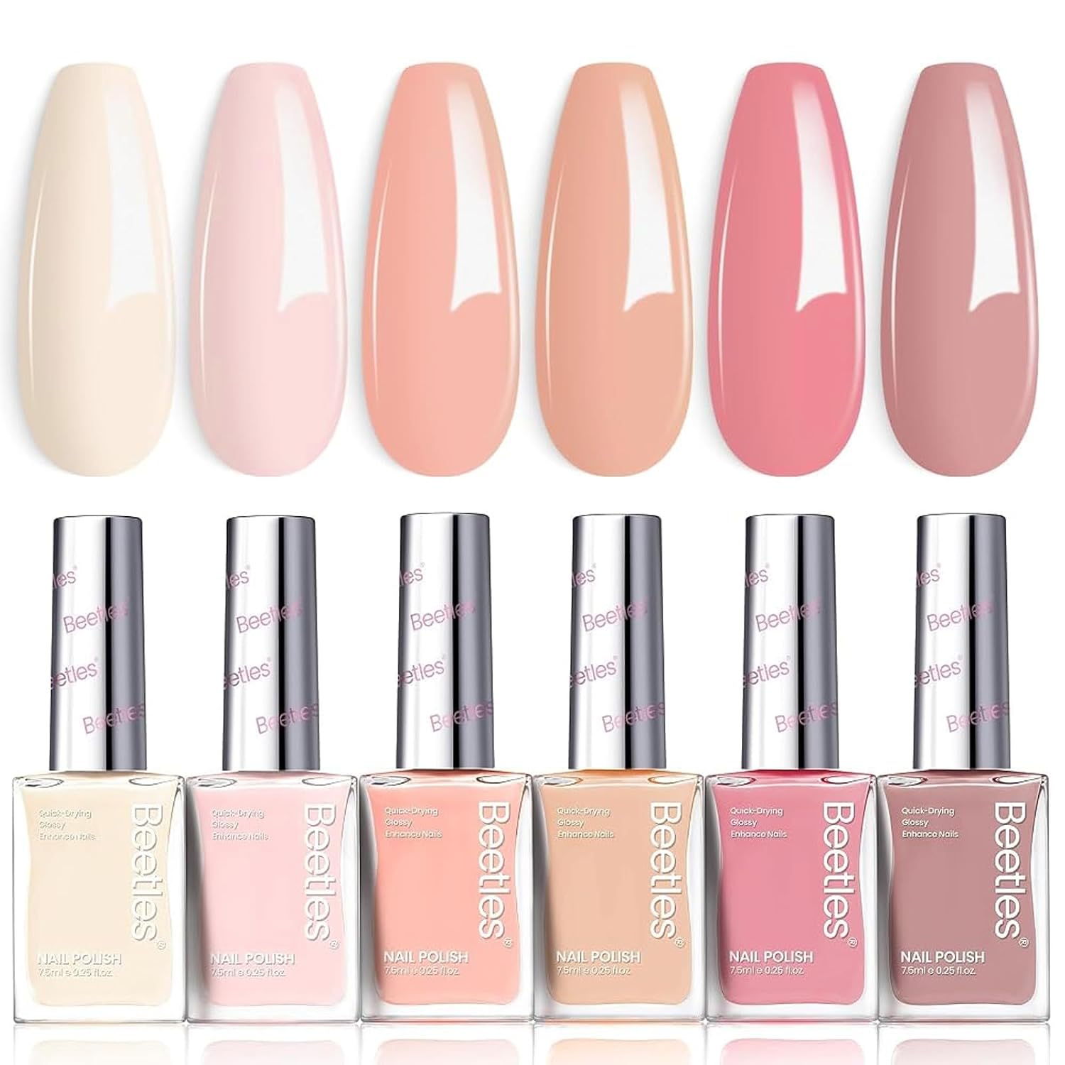 Beetles Pink Nail Polish Set, Quick Dry Regular Nail Polish, Fast Air-Dry