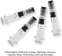 Vista 5 de Jeringa Luer Lock de vidrio de 0.0 fl oz, 100 piezas de borosilicato reutilizable pyrex tubo resistente al calor para laboratorio, líquidos gruesos