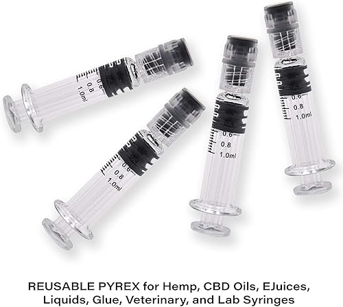 Miniatura 5 de Jeringa Luer Lock de vidrio de 0.0 fl oz, 100 piezas de borosilicato reutilizable pyrex tubo resistente al calor para laboratorio, líquidos gruesos,