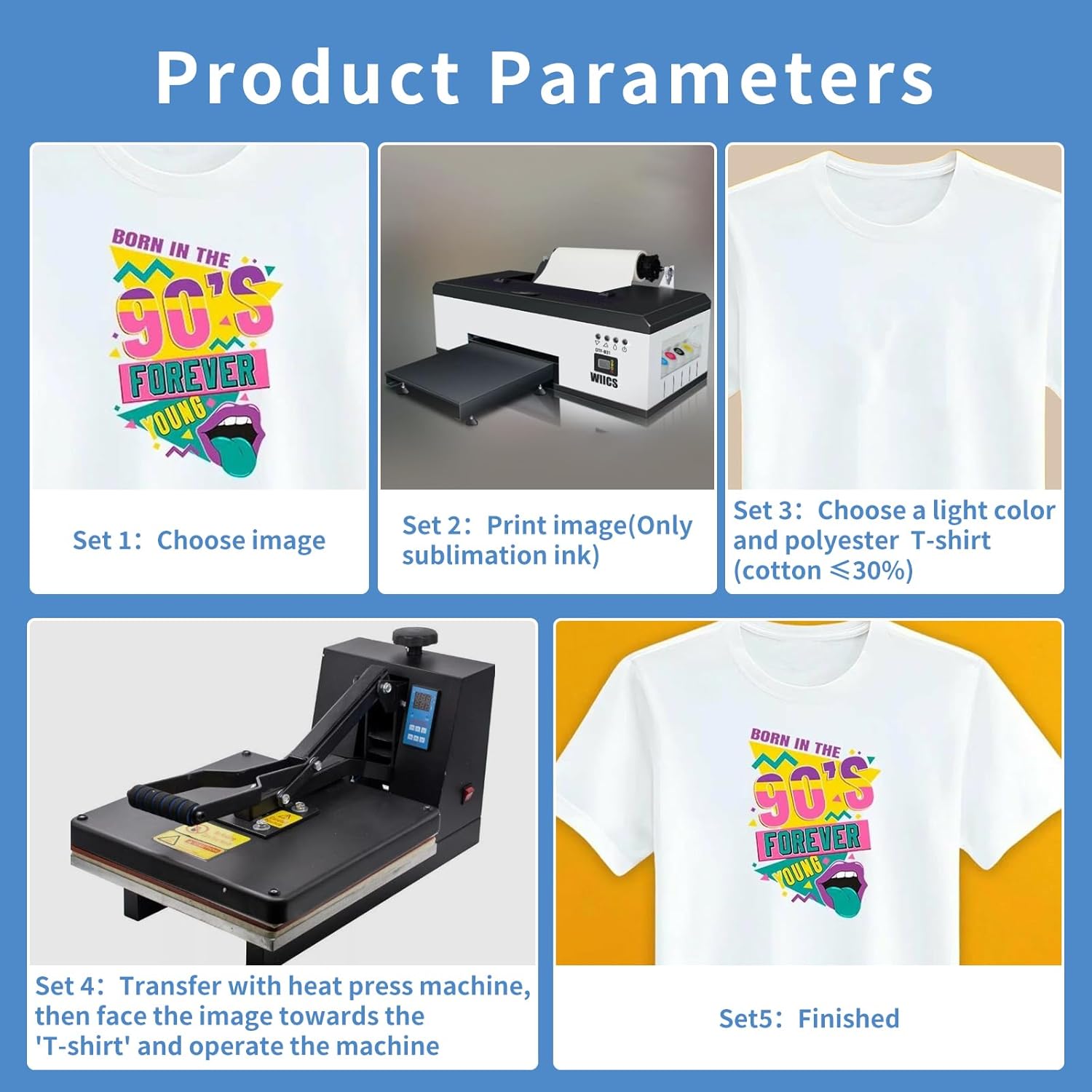 Sublimation Paper Roll 105gsm 13 Inch x 328 Feet, Fast Dry Compatible with Inkjet Printer, For T-Shirts Mugs Fabric DIY