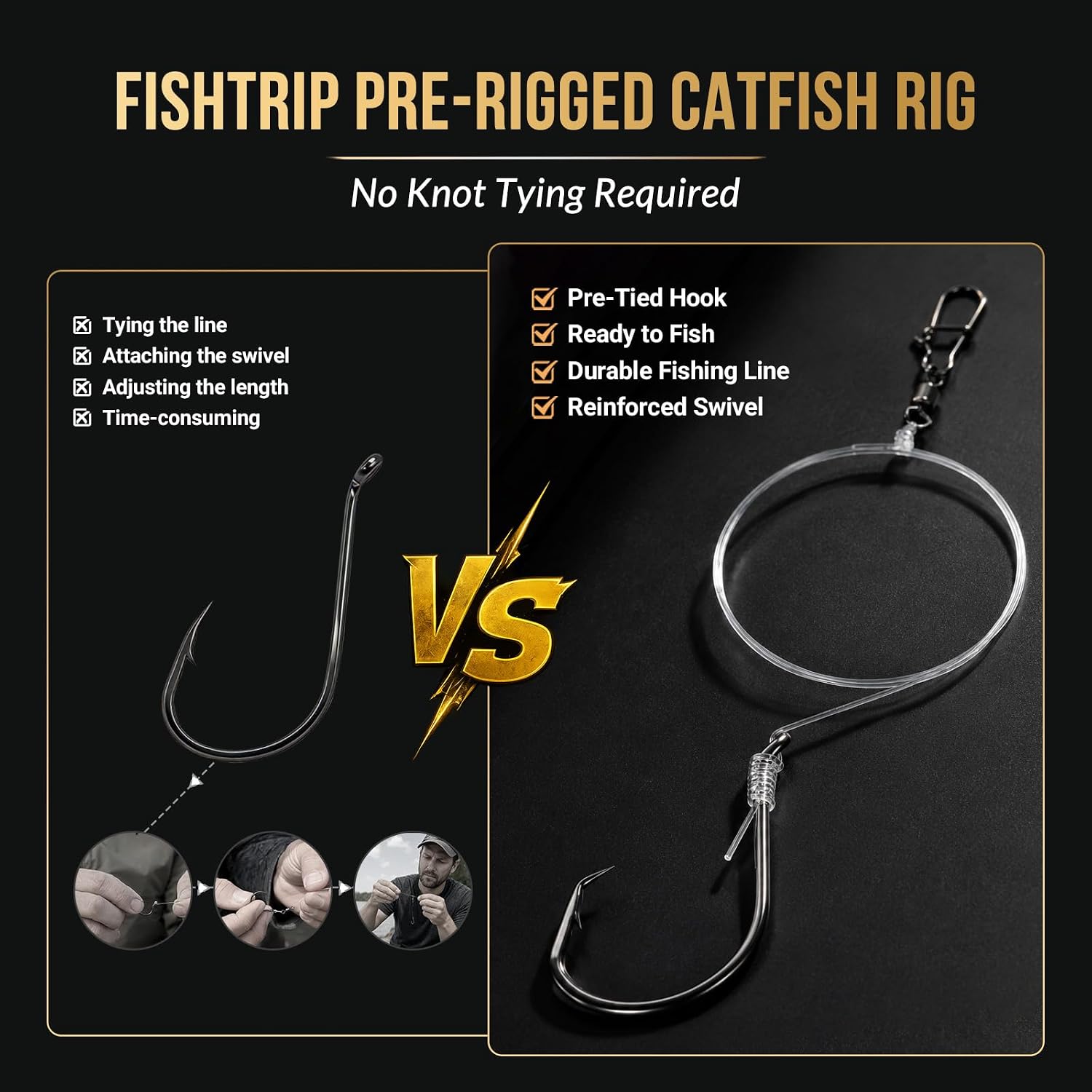 Pre-Tied Octopus Hook Surf Fishing Rigs, 5/10 Pack 24" 20lb NT40 | High Carbon Steel Offset Hooks with Heavy-Duty Barrel Swivel for Catfish, Striped Bass, Red Drum, Grouper, Snapper