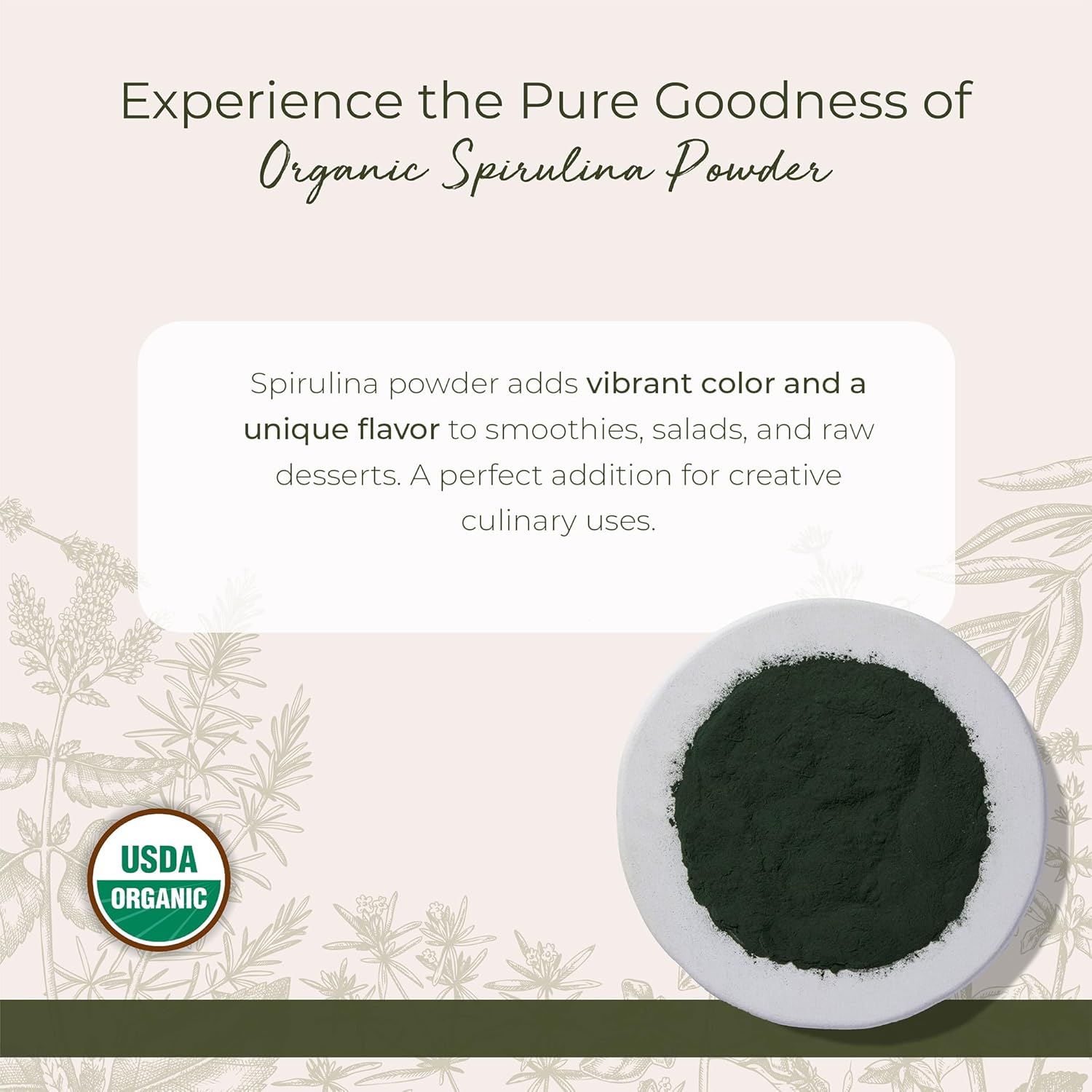 Starwest Botanicals Spirulina Powder Organic - Dried Blue Green Algae Superfood, Use in Juice & Smoothies, Certified Kosher, Non-GMO - Bulk 1 lb Bag