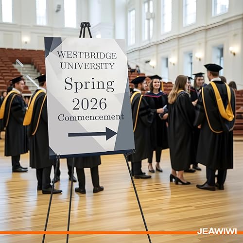 Miniatura 7 de Caballete negro para cartel de boda, soporte para póster para exhibición, caballete de arte de metal plegable para pintar, caballetes de pie