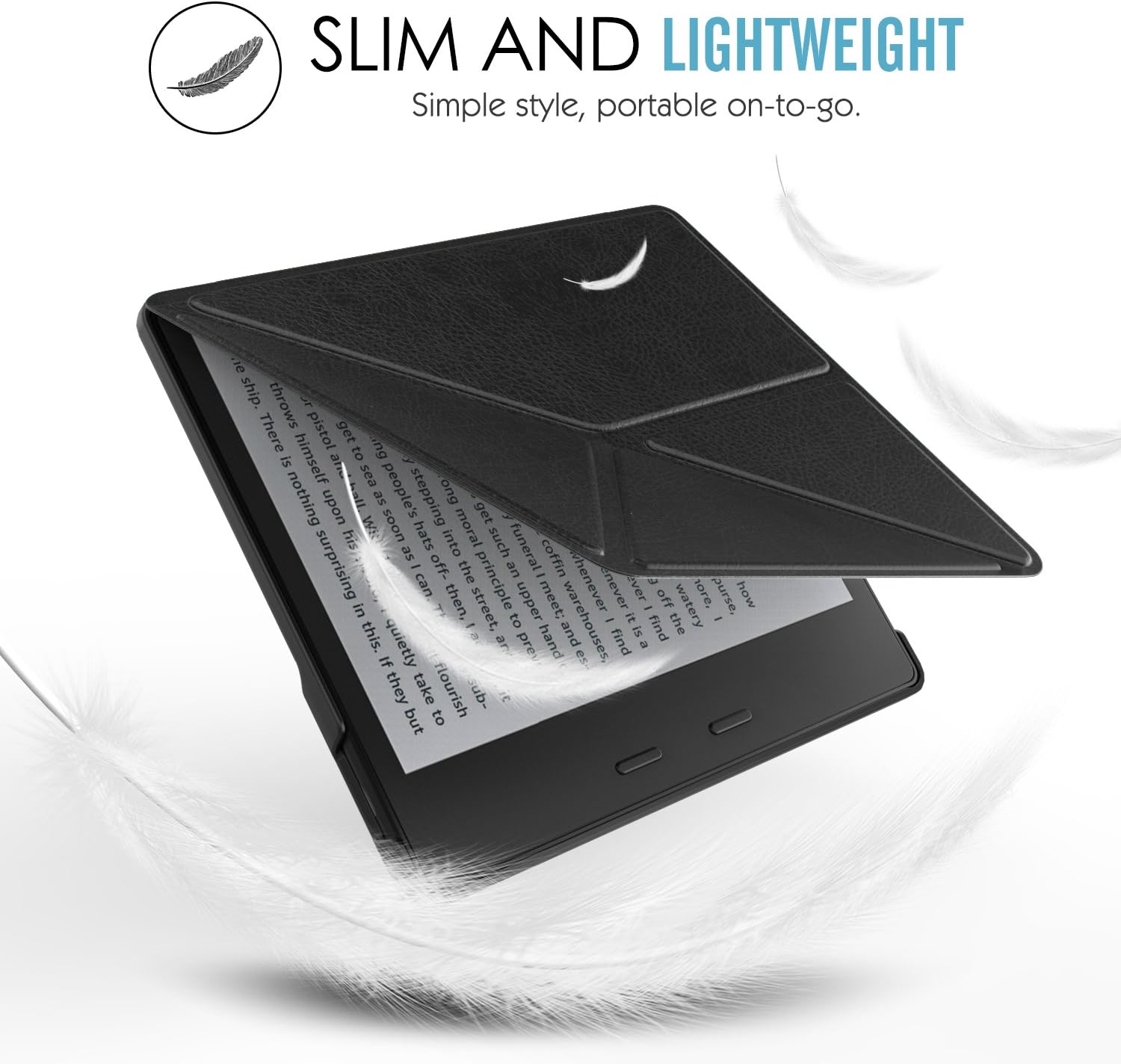 MoKo Case Fits All-New Kindle Oasis (9th and 10th Generation, 2017 and 2019 Release) ONLY, Hands-free Slim Shell Origami Stand Protective Cover with Auto Wake/Sleep - Black