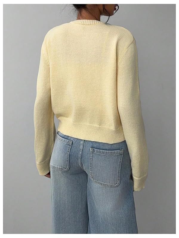 SOLY HUX Women's Button Down Cropped Lightweight Cardigan Sweater Cute Fall Fashion 2026 Mustard Yellow Large by SOLY HUX - Used condition - Image 3