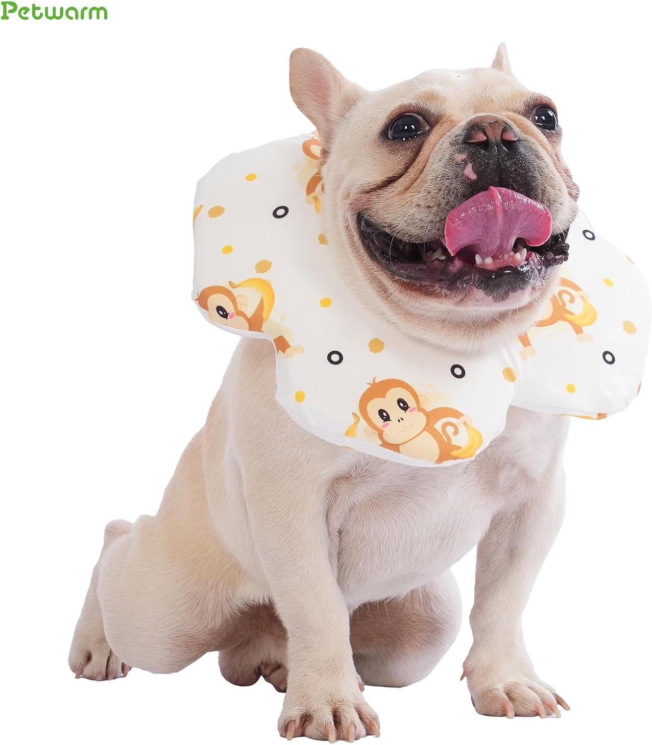 PetWarm Dog Recovery Collar, Recovery Collar, Yellow Monkey Print, S image 4