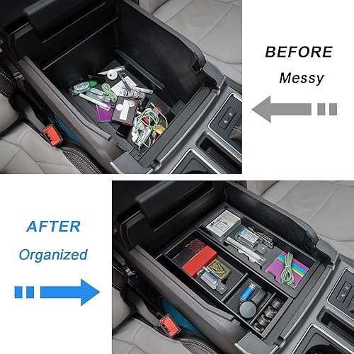 Miniatura 6 de PIMCAR Organizador de consola central para Ford F150 2021 2022 2023, F150 Lightning 2022 2023, caja de almacenamiento para reposabrazos de plástico