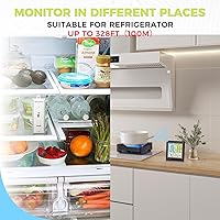Vista 2 de Termómetro inalámbrico para congelador con alarma, termómetro para refrigerador, congelador y alarma, termómetro digital con 3 retroiluminación