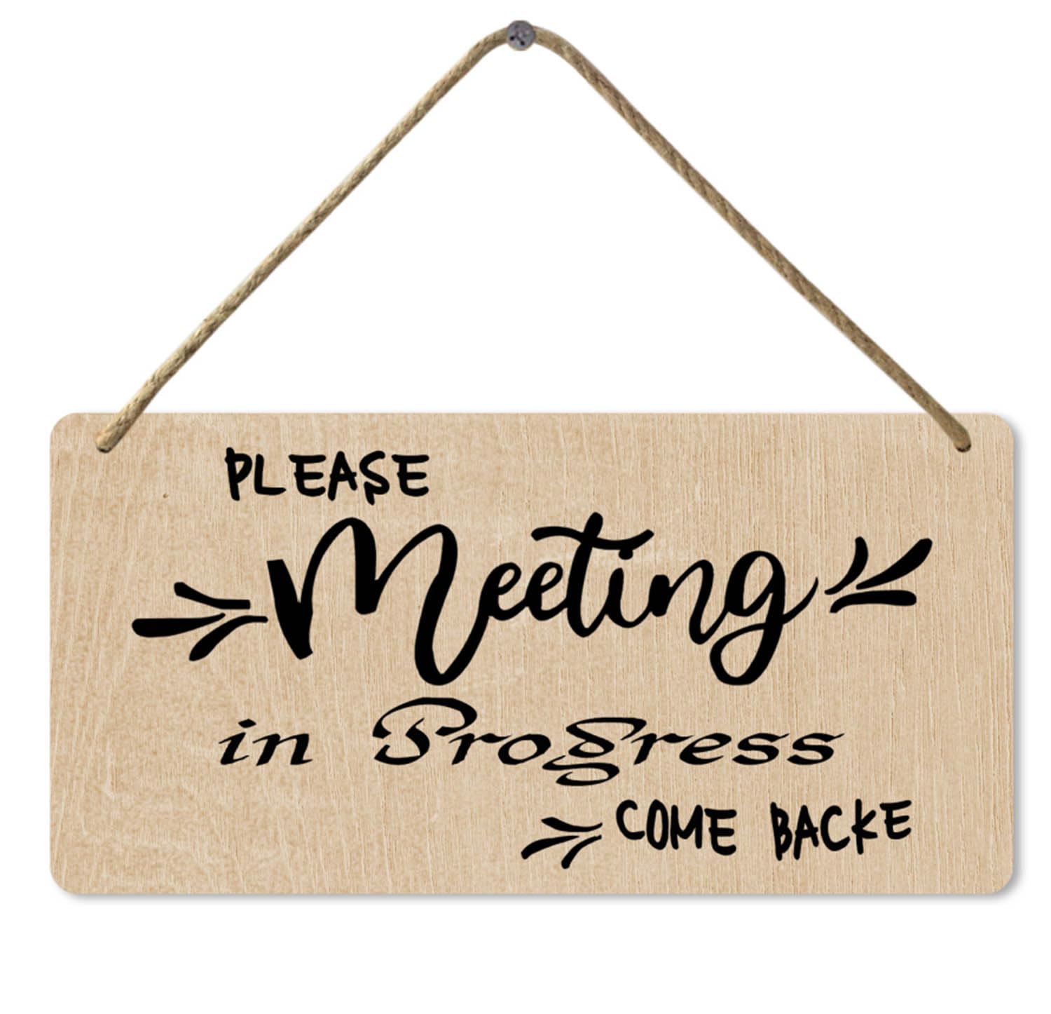Meeting in Progress Do Not Disturb Door Wooden Sign Office Meeting Door Hanger Plaque Sign, 8x12 Inch