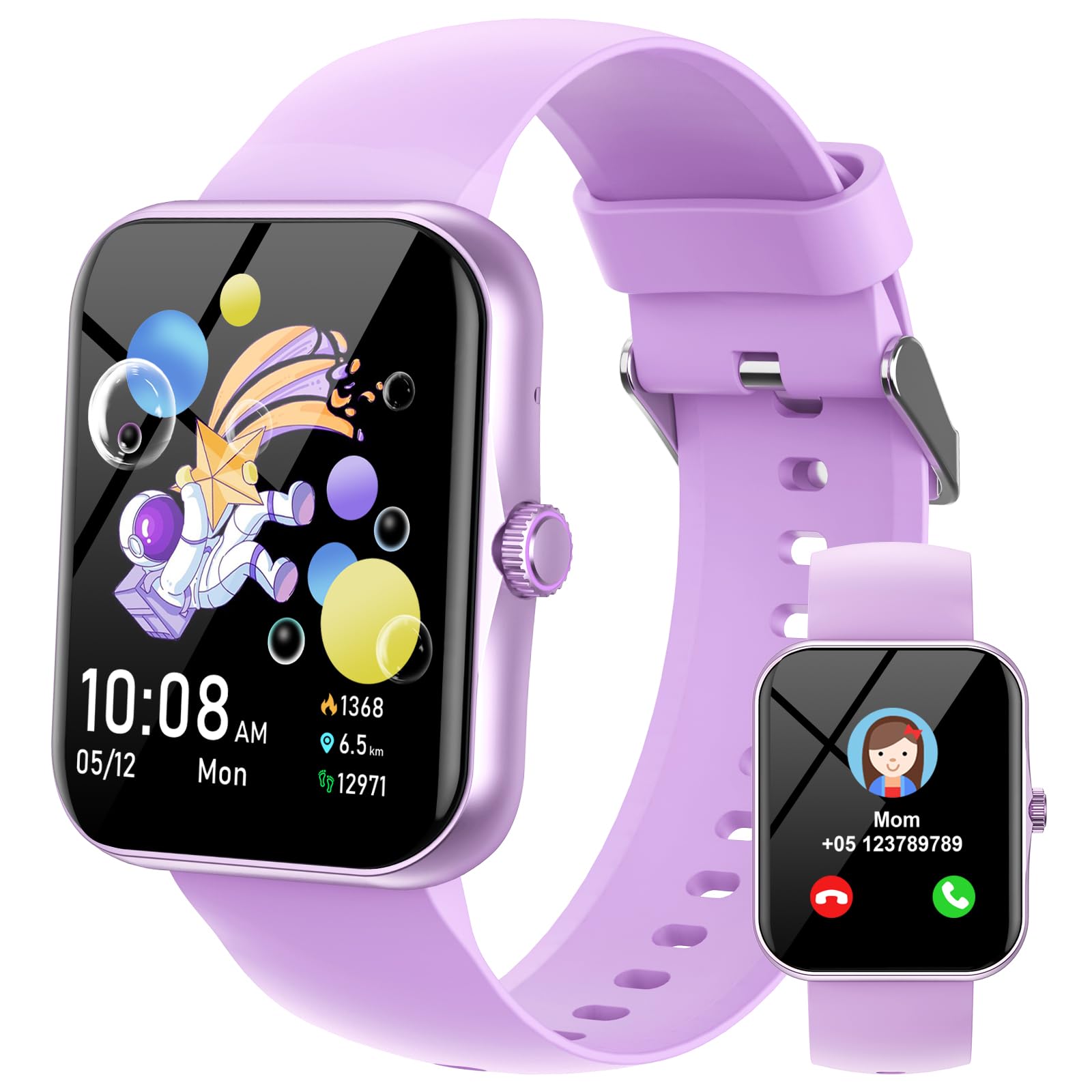Orologio Smartwatch per Bambini, 1.8" Intelligente Fitness Tracker per Ragazzi Ragazze con 100+ Modalità Sportive, Contapassi, Sveglia, Sonno, Giochi, Smart Watch per Bambino Ado 5-16 Regalo, Viola