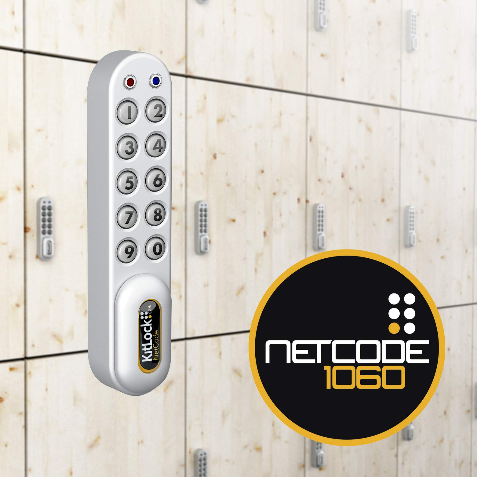 KitLock Elektronikschloss KL1060 NetCode | zeitlich beschränkbare Codes | für Schließfächer und Möbel | silber