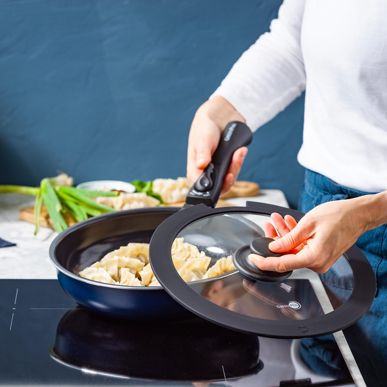 グリーンパン(Greenpan) Green Pan Click Chef Frying Pan 10.2 inches (26 cm), Oxford Blue
