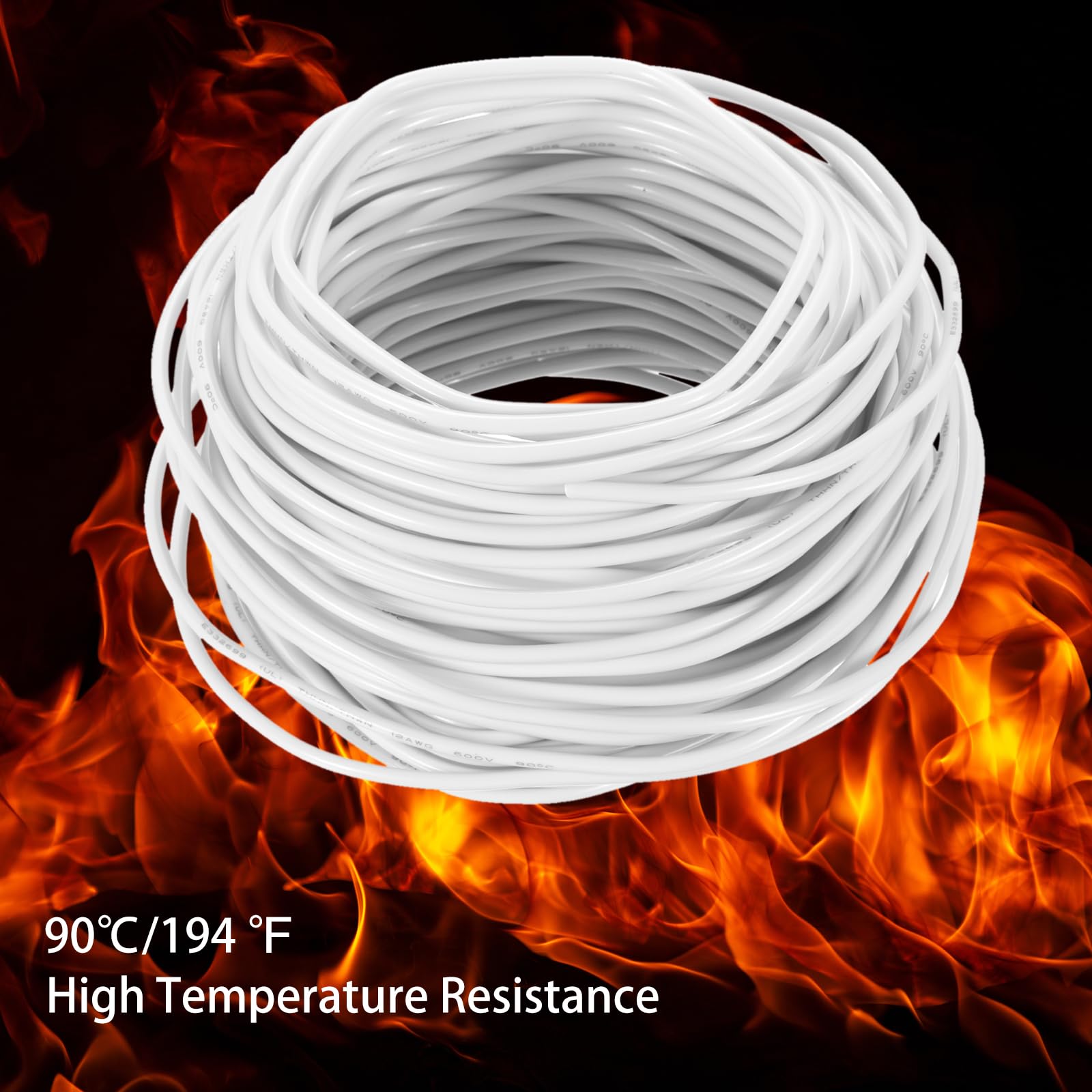 QUARKZMAN Cable Eléctrico Aislado De Cobre Sólido 75 Pies 12 AWG Cable De Conexión THHN Cable Residencial Industrial Para Puesta A Tierra Clasificado Para 600 Voltios Listado UL Blanco