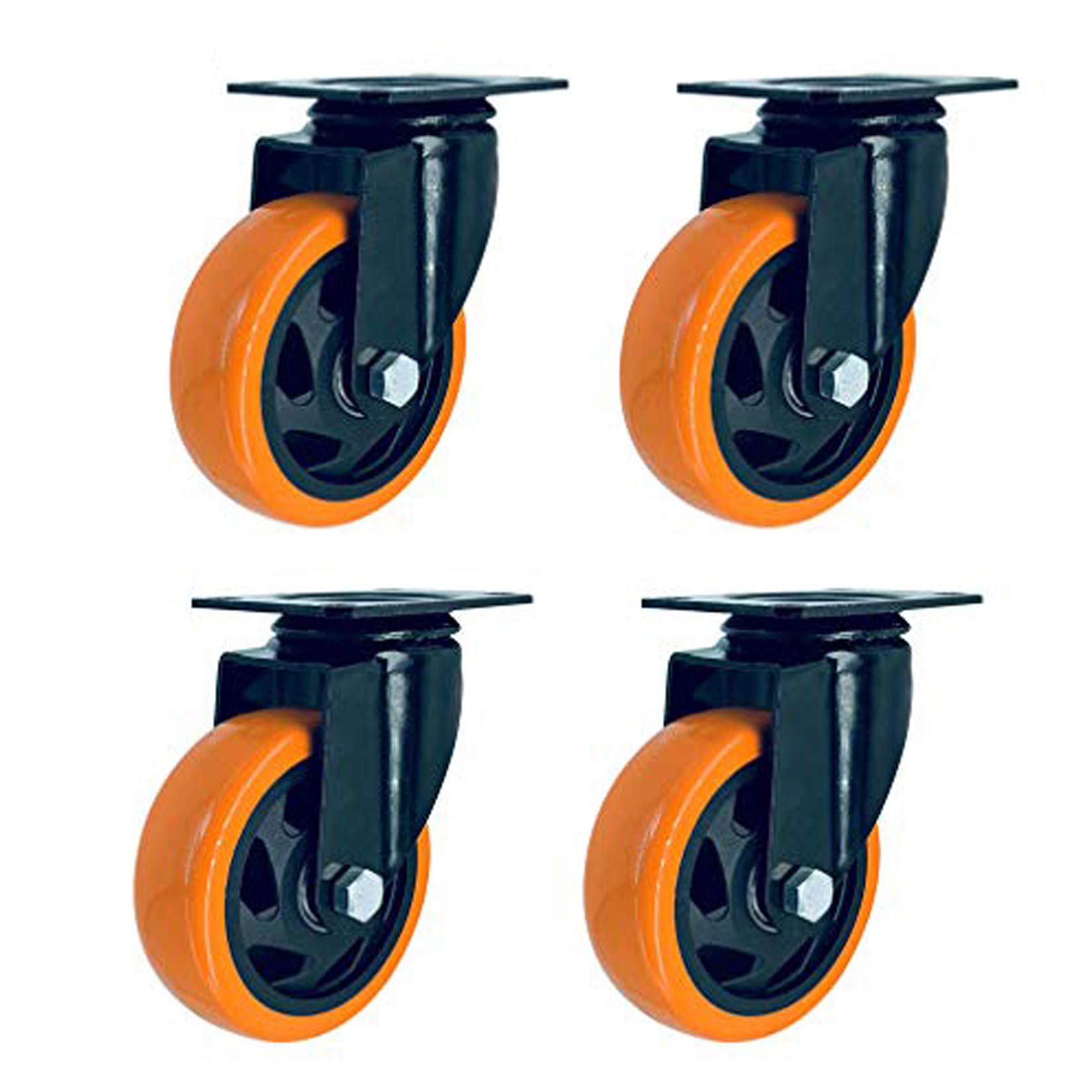 Ruote industriali 4 ruote girevoli, girevoli con silenziatore in PVC, ruote freno per mobili da carrello