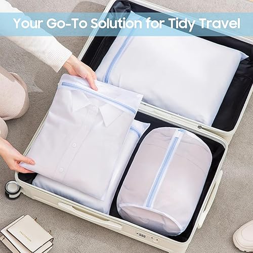 Miniatura 7 de 4 bolsas grandes de malla para ropa interior delicada con cremallera, 2 piezas de 24 x 24 pulgadas, 2 piezas de 20 x 24 pulgadas