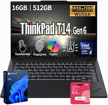 Lenovo ThinkPad T14 FHD+ Touch Business AI Laptop, Intel Core Ultra 5 225U