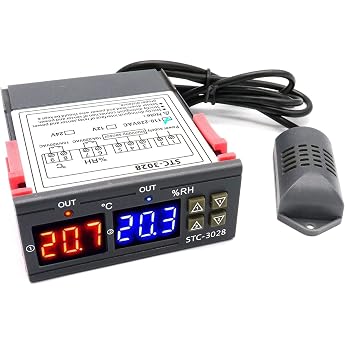 RUIZHI STC-3028 Digital Temperature Humidity Controller Thermostat with Temperature Humidity Sensor Probe 10A Heating Cooling Humidifier Humidifier 110-220V