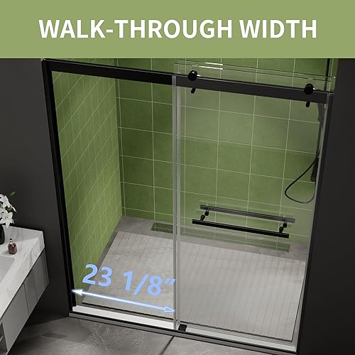 Miniatura 25 de Puerta de ducha deslizante sin marco de 44-48 pulgadas de ancho x 70 pulgadas de alto, puerta de ducha deslizante con vidrio templado SGCC Silding